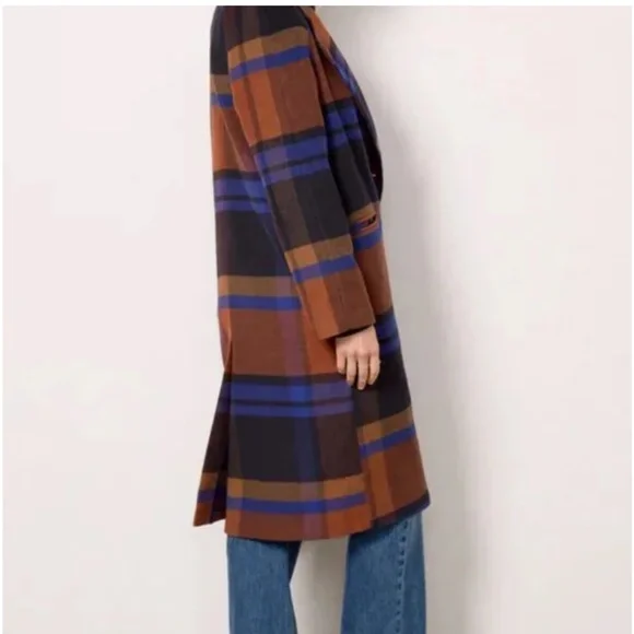 Avec Les Filles Plaid Pattern Coat in Blue | NWOT | Size XS - Picture 6 of 17